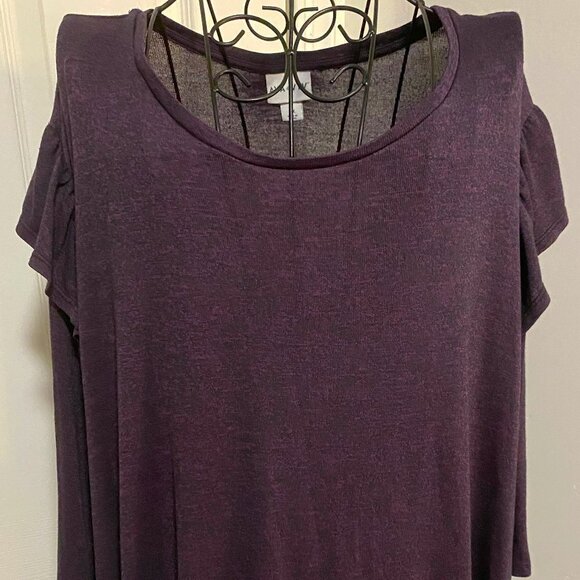 Ava and Viv Purple top with ruffle detail at shoulder - Picture 2 of 4
